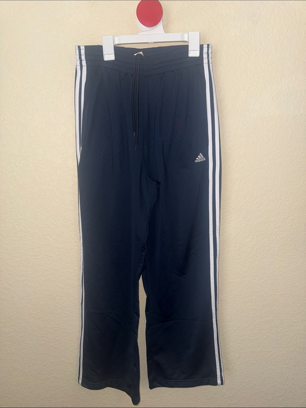 Adidas Men Navy Blue 3 Stripe Track Pants Size Small
